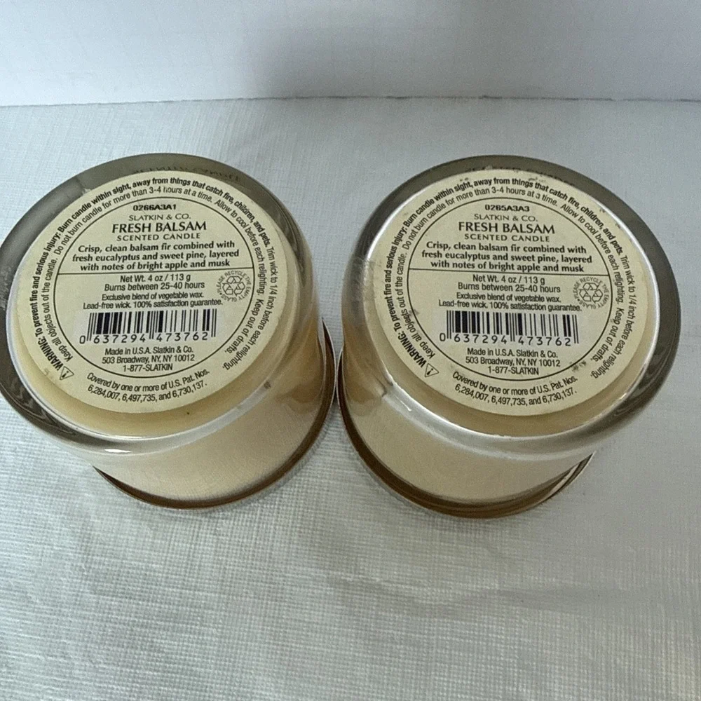 Lot Of 2 Slatkin & Co. 4 Oz. Scented‎ Candles Fresh Balsam Christmas